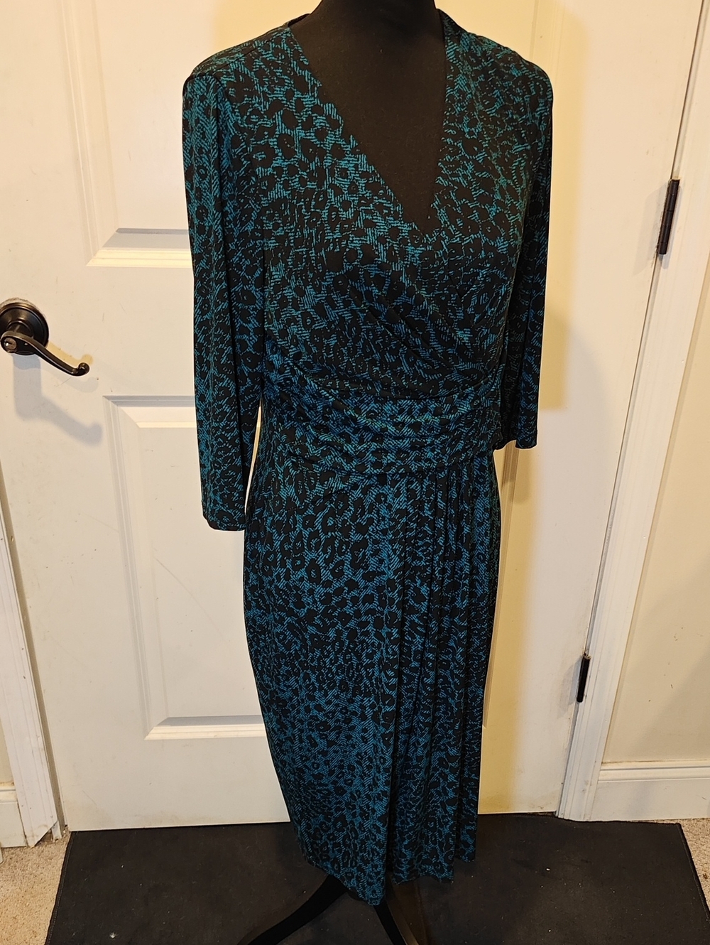 Teal Blue Leopard Print Dress